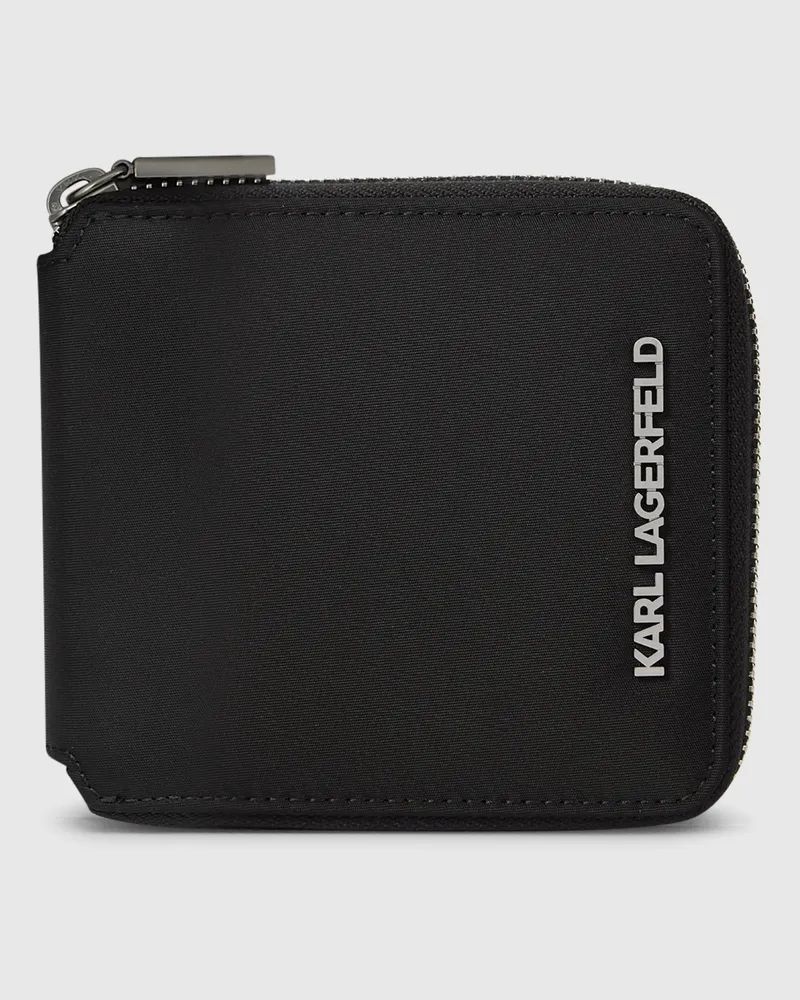 Karl Lagerfeld K/nylon Portemonnaie Mit Logo-pin, Male, Schwarz, Size Black