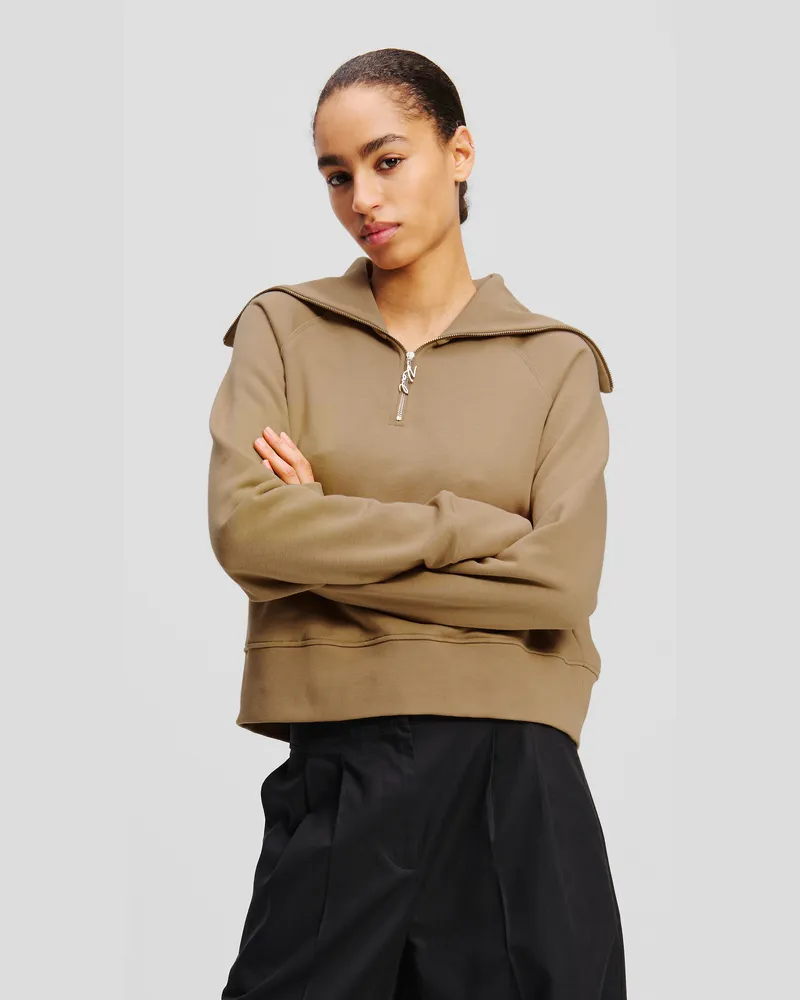 Karl Lagerfeld Sweatshirt Mit Halblangem Reissverschluss, Frau, Nougat, Größe Nougat