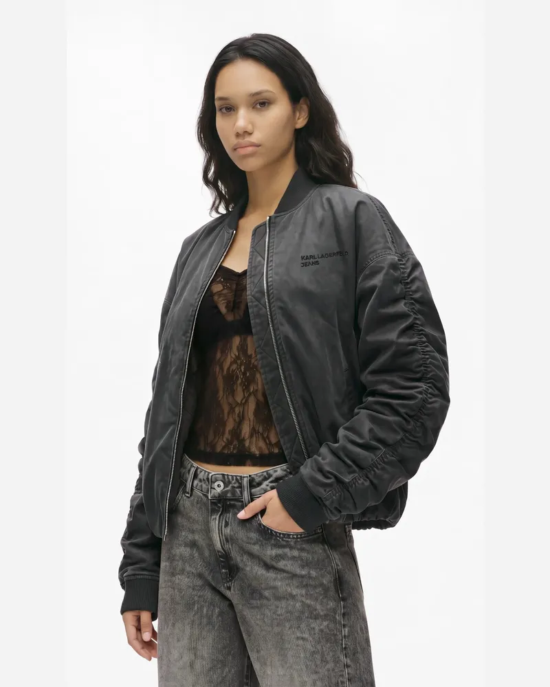 Karl Lagerfeld Bomberjacke Mit Acid-wash-effekt, Female, Schwarz, Size Black