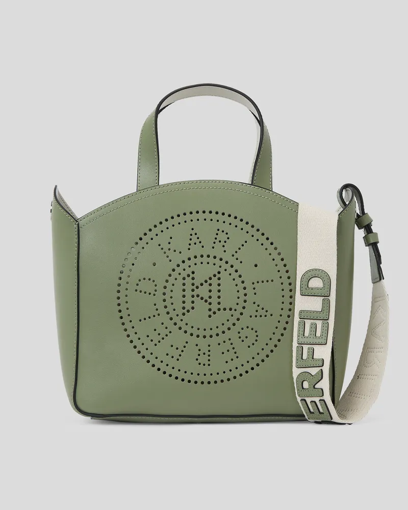 Karl Lagerfeld K/circle Kleine Tote-bag Mit Lochmuster, Frau, Ölgrün, Größe Ölgrün