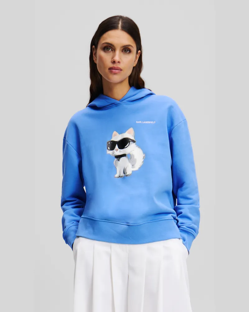 Karl Lagerfeld Ikon Choupette Aquarell-hoodie, Frau, Ultramarinblau, Größe Ultramarinblau