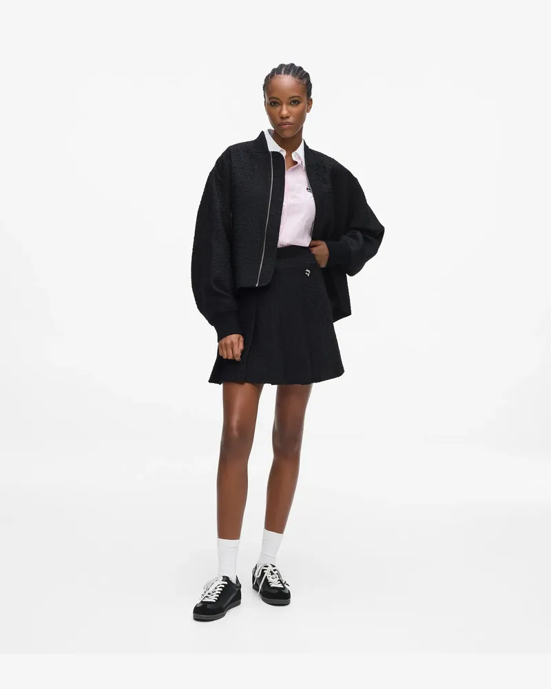 Karl Lagerfeld Ikon Bouclé-faltenrock, Damen, Schwarz, Größe Schwarz