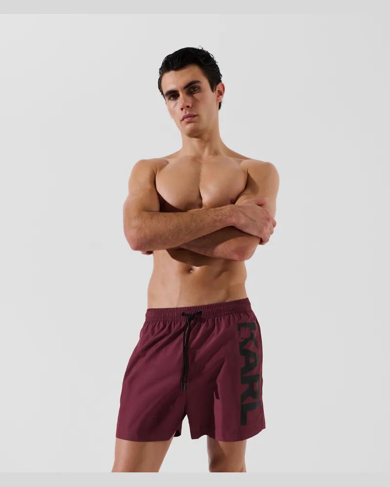 Karl Lagerfeld Kurze Board-shorts Mit Logo, Herren, Windsor Wine, Größe Windsor