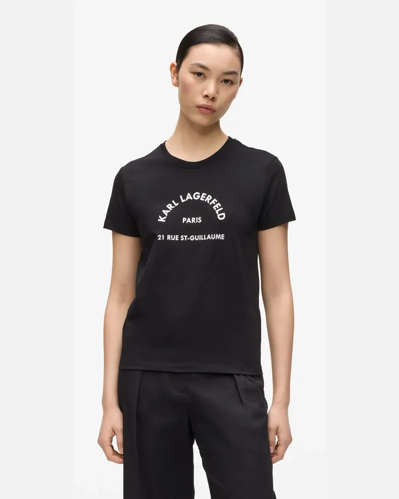 Karl Lagerfeld Rue St-guillaume T-shirt Mit Glitzer, Damen, Schwarz, Größe Schwarz