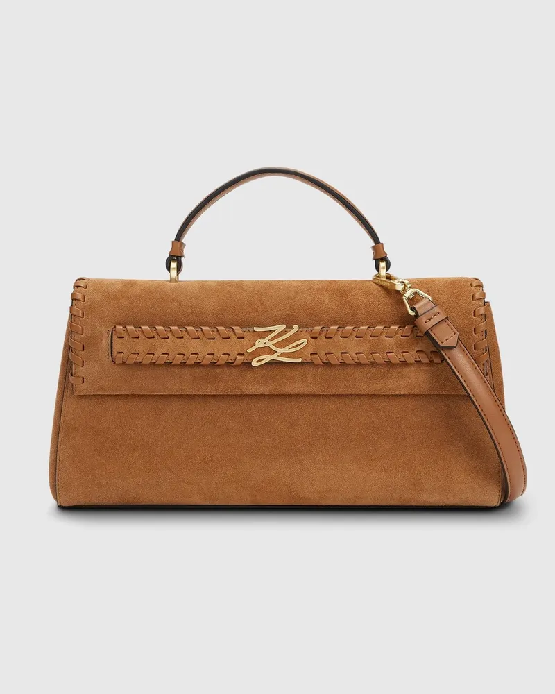 Karl Lagerfeld K/autograph Kleine Tasche Aus Wildleder Mit Tragegriff Oben, Female, Karamell, Size Brown