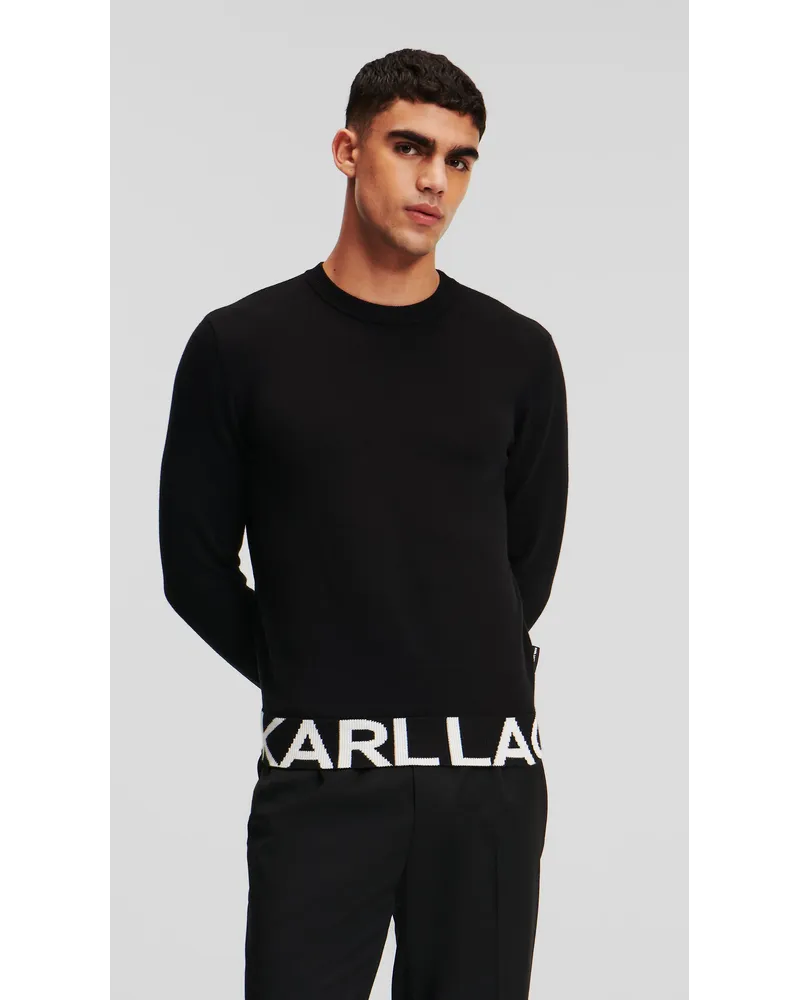 Karl Lagerfeld Pullover mit Karl-logo, Mann, Schwarz Schwarz