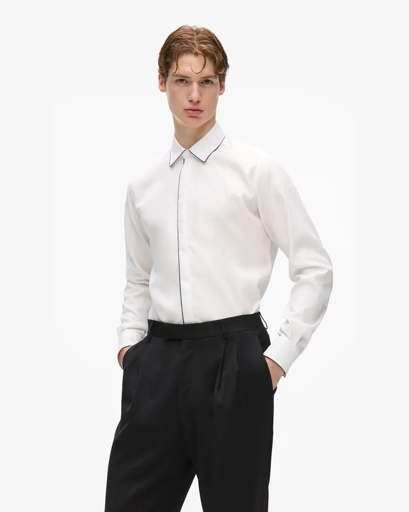 Karl Lagerfeld Kl Studio Hemd Aus Schurwolle, Herren, Weiss, Größe Weiss