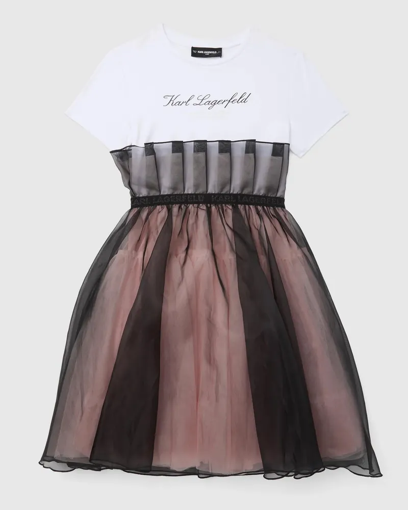 Karl Lagerfeld Mesh-kleid Für Mädchen, Weiss/pink, Größe Weiss