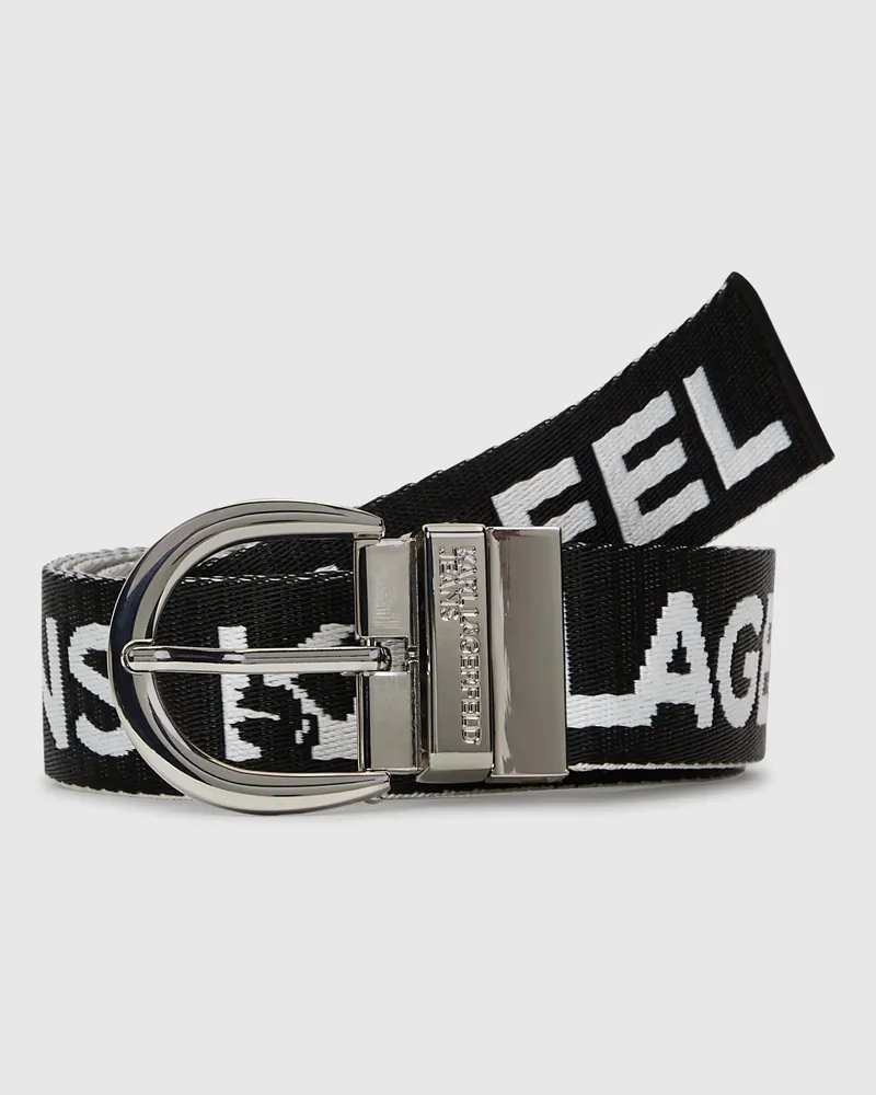 Karl Lagerfeld Wendbarer Gürtel Aus Gurtband, Damen, Weiss, Größe Weiss
