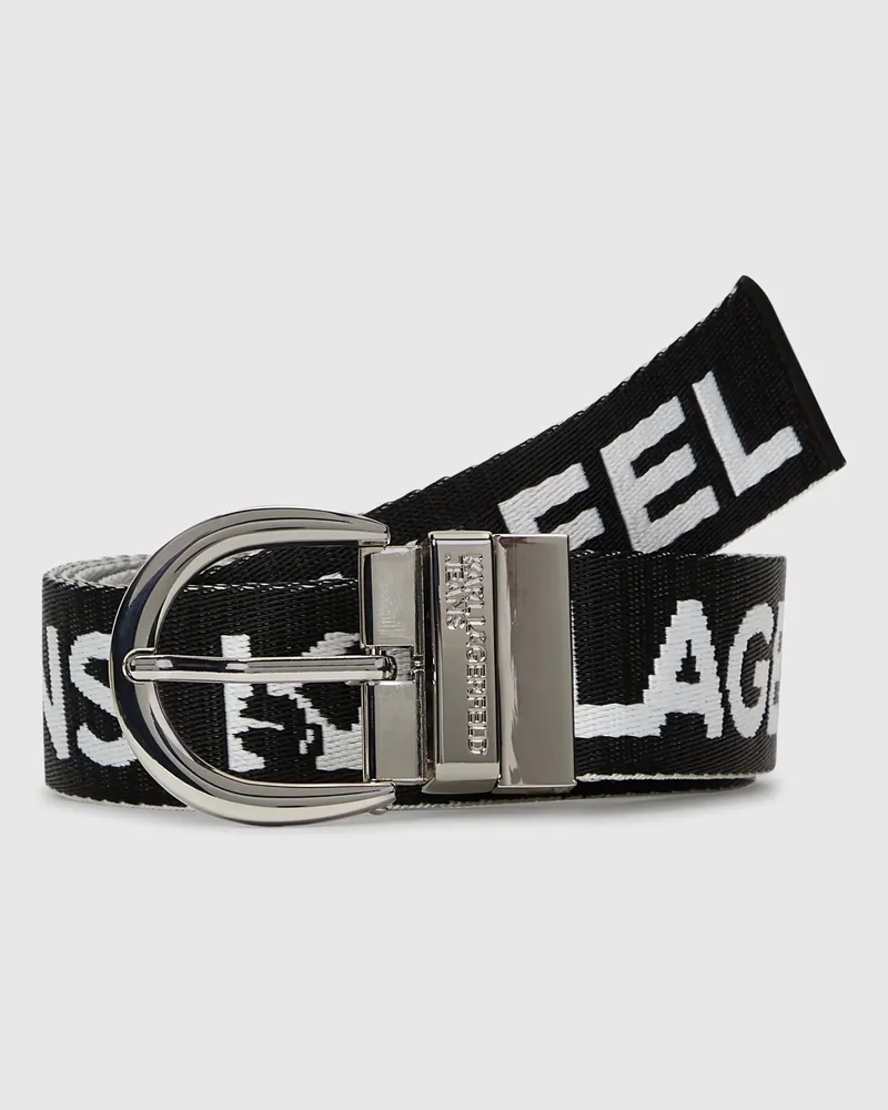 Karl Lagerfeld Wendbarer Gürtel Aus Gurtband, Damen, Weiss, Größe Weiss