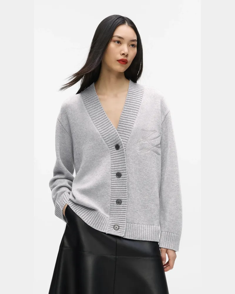 Karl Lagerfeld Soutache-cardigan, Damen, Hellgrau Mel, Größe Hellgrau