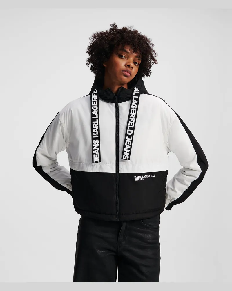 Karl Lagerfeld Wattierte Jacke, Frau, Schwarz/Weiss, Größe Schwarz