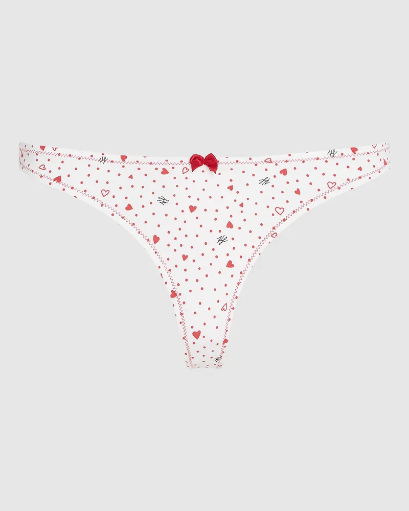 Karl Lagerfeld Tanga Mit Herz-print, Damen, Malerdruck Blau Allover-druck, Größe Malerdruck