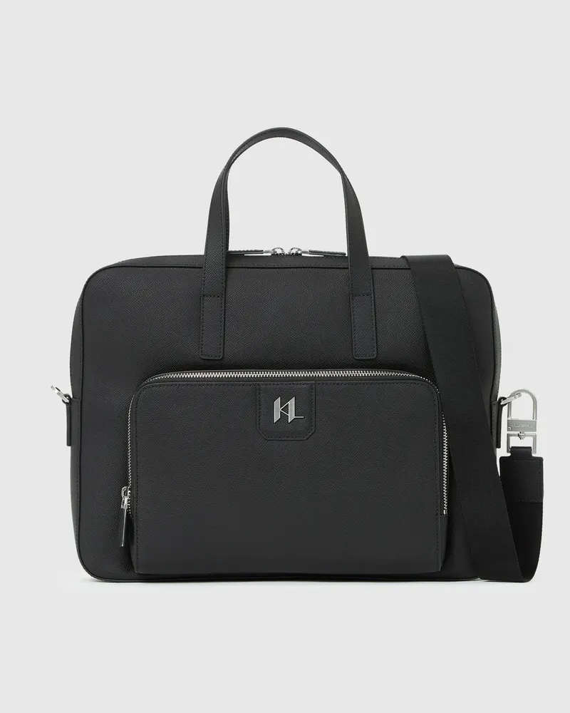 Karl Lagerfeld Aktentasche Aus Leder Mit K/monogram, Herren, Schwarz, Größe Schwarz