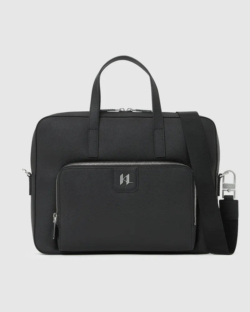 Karl Lagerfeld Aktentasche Aus Leder Mit K/monogram, Herren, Schwarz, Größe Schwarz