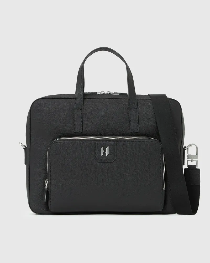 Karl Lagerfeld Aktentasche Aus Leder Mit K/monogram, Herren, Schwarz, Größe Schwarz