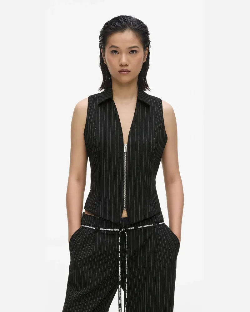 Karl Lagerfeld Nadelstreifenweste, Female, Garngefärbter Nadelstreifen, Size Black