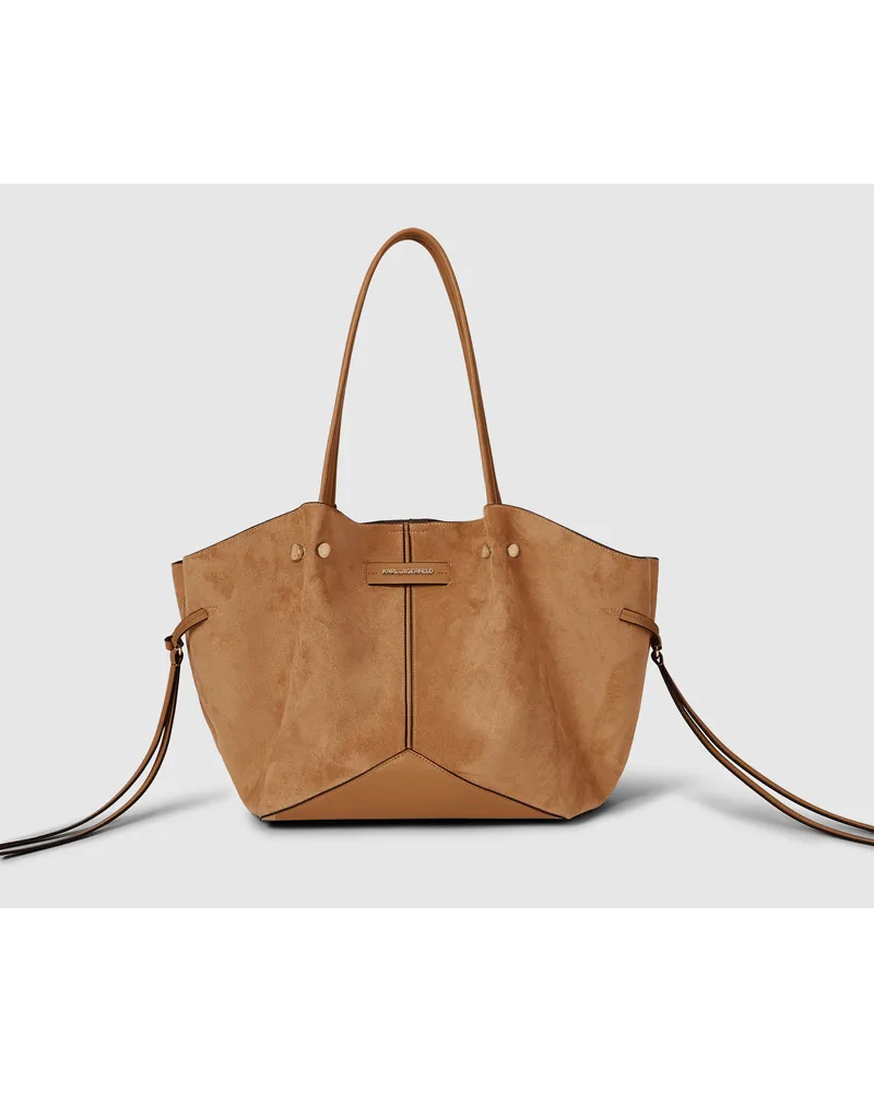 Karl Lagerfeld Grosse K/pierced Tote Bag Aus Kunstwildleder, Female, Dunkles Tan, Size Brown
