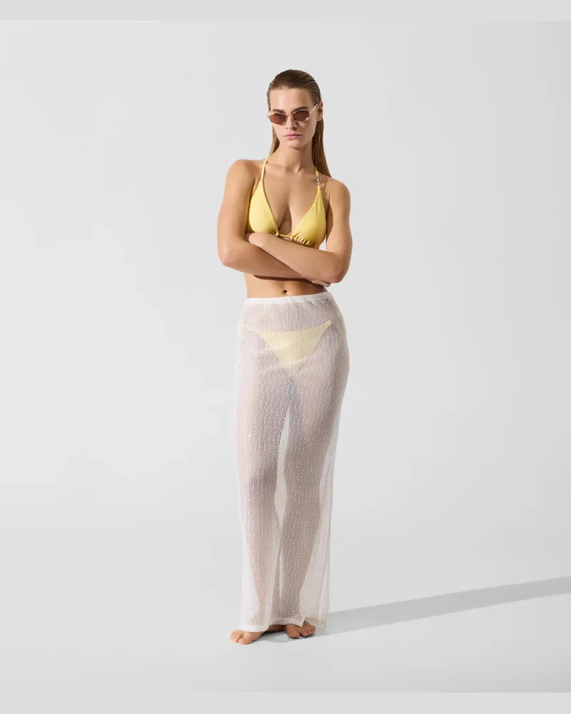 Karl Lagerfeld Signature-strand-rock In Häkeloptik, Damen, Cannoli Creme, Größe Cannoli