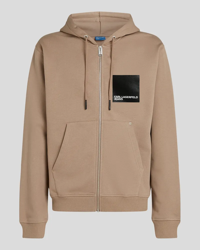 Karl Lagerfeld Kapuzenpullover Mit Reissverschluss Und Box-logo, Mann, Wüsten-Taupe, Größe Wüsten-taupe