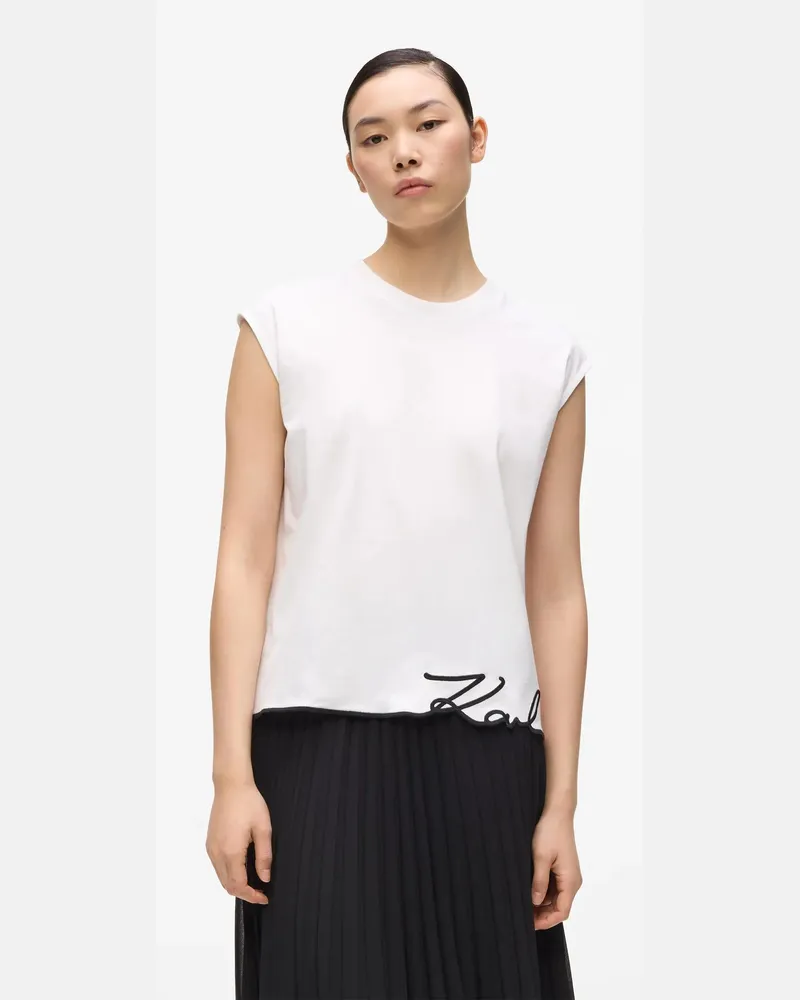 Karl Lagerfeld Tanktop Mit Signature-saum, Damen, Weiss, Größe Weiss