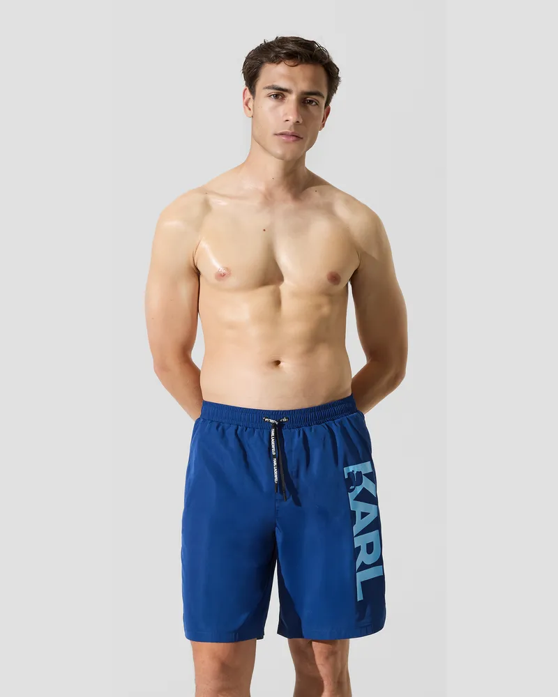 Karl Lagerfeld Lange Board-shorts Mit Logo, Mann, Dämmerungsblau, Größe Dämmerungsblau