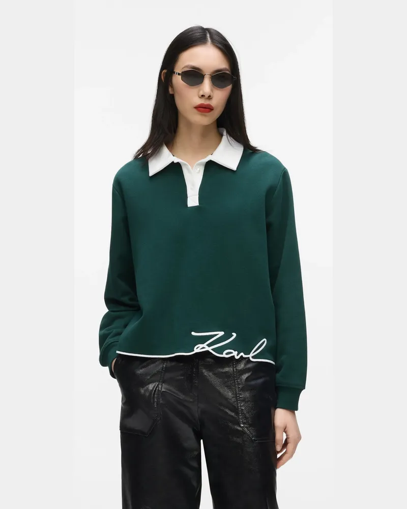 Karl Lagerfeld Charakteristisches Polo-sweatshirt, Female, Garden, Size Green