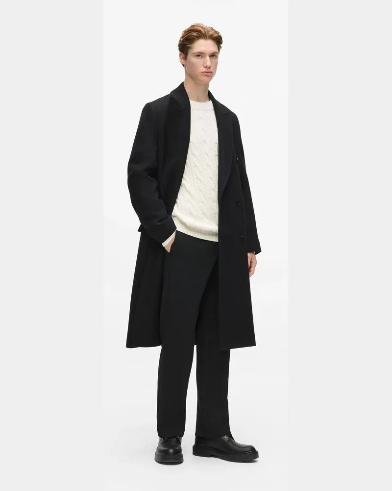 Karl Lagerfeld Langer Mantel Aus Wollmischgewebe, Male, Schwarz, Size Black