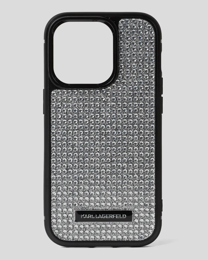 Karl Lagerfeld Schutzhülle Für Iphone 16 pro max Mit Logo Und Strass, Frau, Silver, Größe Silver