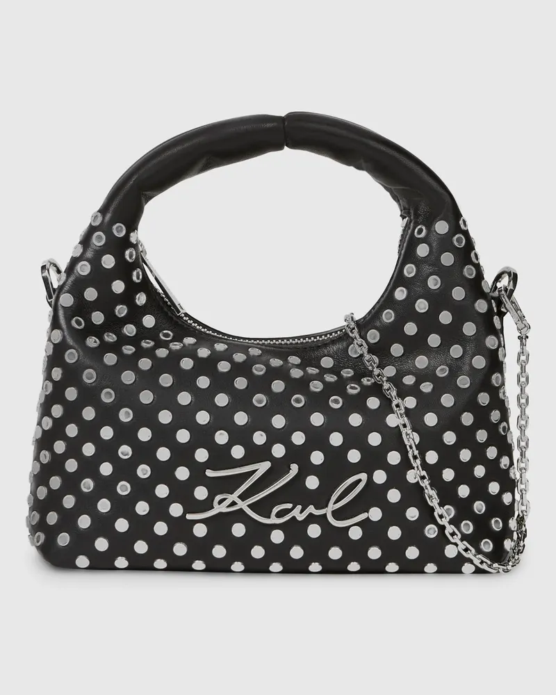 Karl Lagerfeld K/soiree Mini-tasche Mit Nieten Und Tragegriff Oben, Damen, Schwarze Verzierung, Größe Schwarze