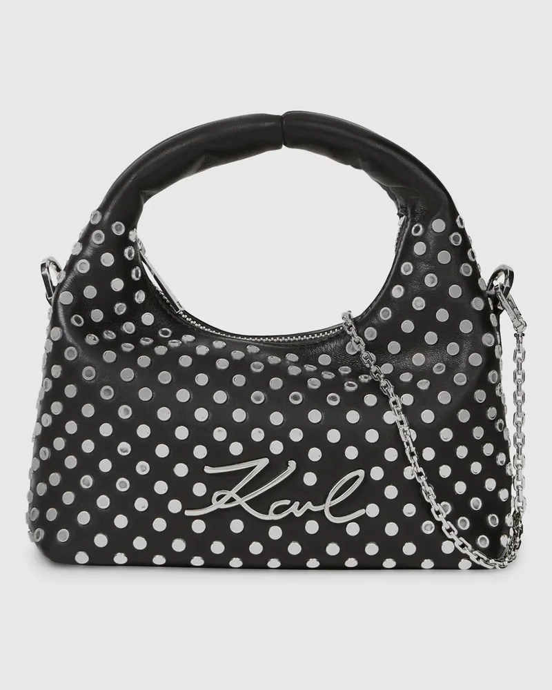 Karl Lagerfeld K/soiree Mini-tasche Mit Nieten Und Tragegriff Oben, Damen, Schwarze Verzierung, Größe Schwarze