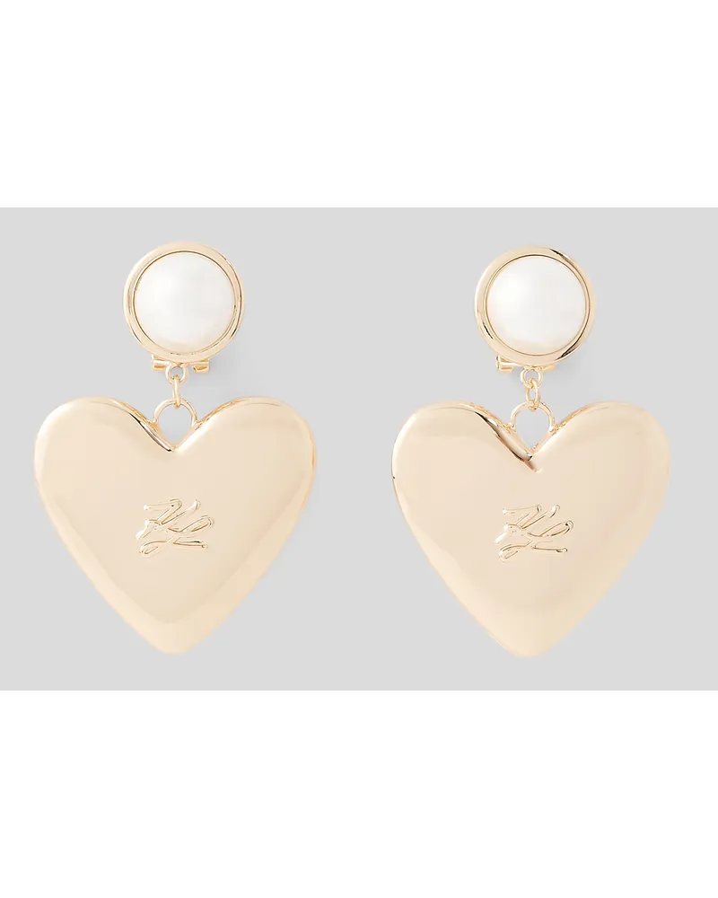 Karl Lagerfeld K/heart Perlenohrringe, Frau, Gold Gold