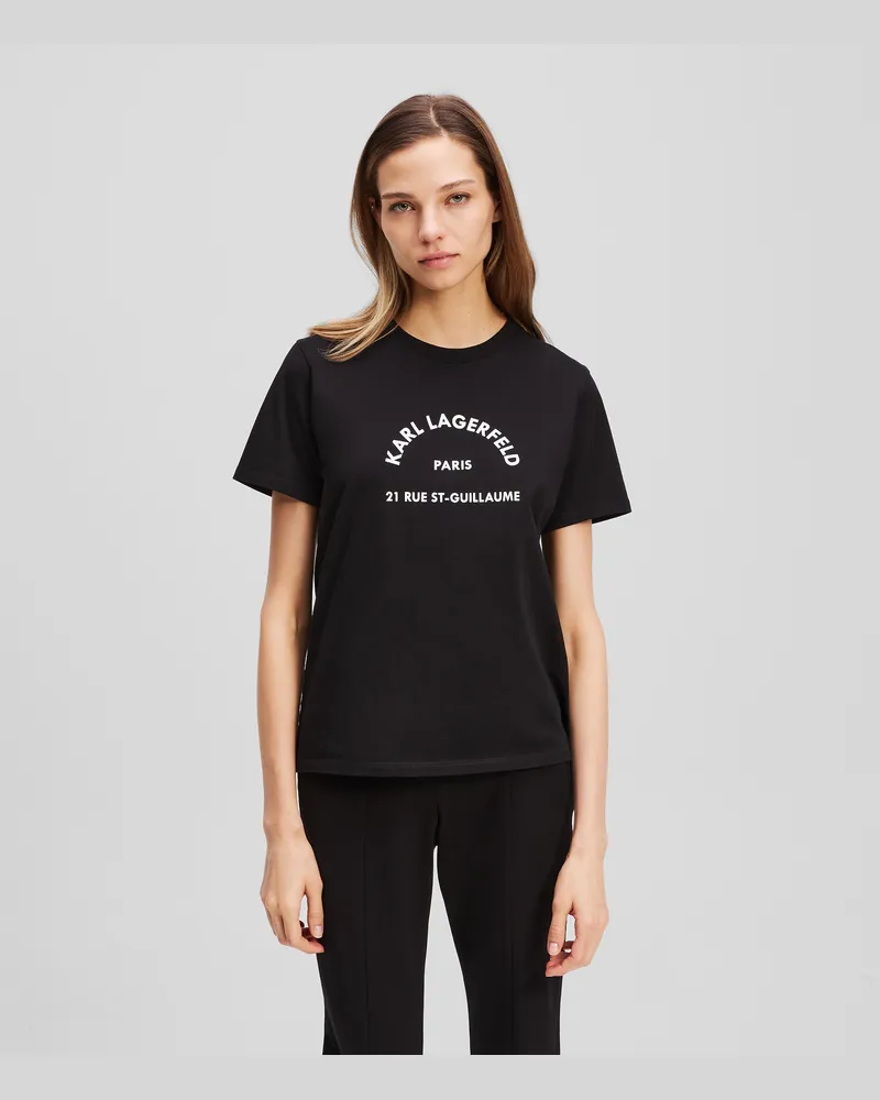 Karl Lagerfeld Rue St-guillaume T-shirt, Frau, Schwarz, Größe Schwarz