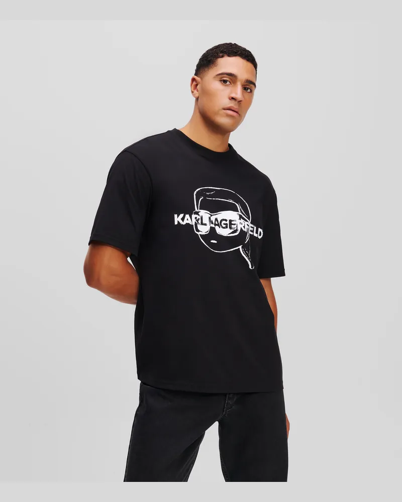 Karl Lagerfeld Ikon grafik-t-shirt, Mann, Schwarz, Größe Schwarz