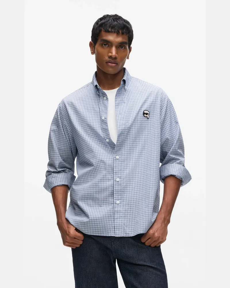 Karl Lagerfeld Ikon Karohemd, Herren, White-blue Ikon Check, Größe White-blue