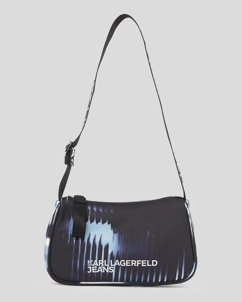 Karl Lagerfeld Umhängetasche Aus Nylon Mit Glitch Print, Frau, All Over Midnight Glitched Glass Muster, Größe All