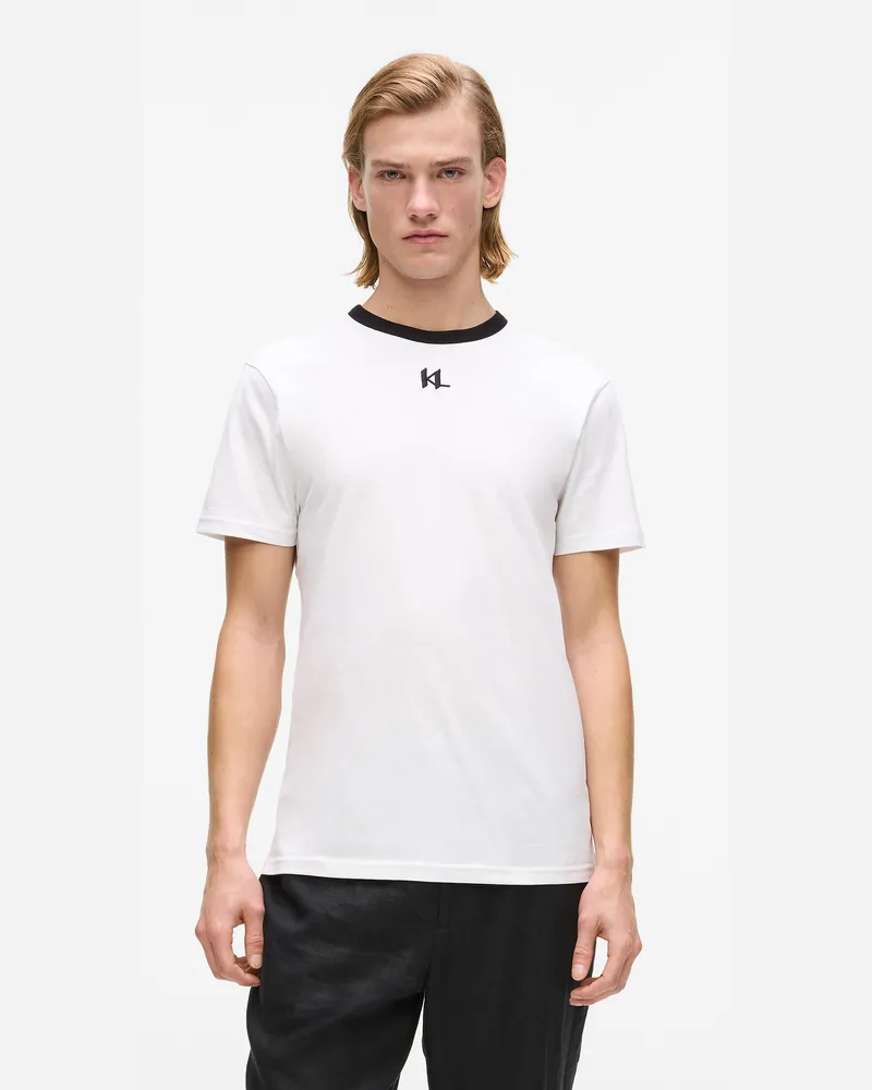Karl Lagerfeld Monogram Schmal Geschnittenes T-shirt, Male, Weiss, Size White