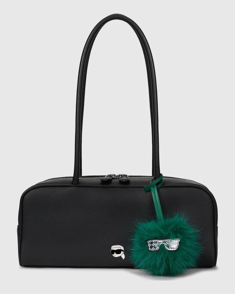 Karl Lagerfeld Längliche Ikon Pebble Schultertasche Mit Anhänger, Damen, Schwarz, Größe Schwarz