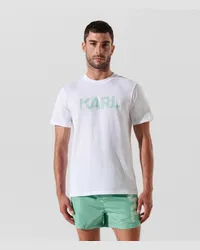 Karl Lagerfeld Strand-t-shirt mit Karl-logo, Mann, Weiß/crème De Menthe Weiß