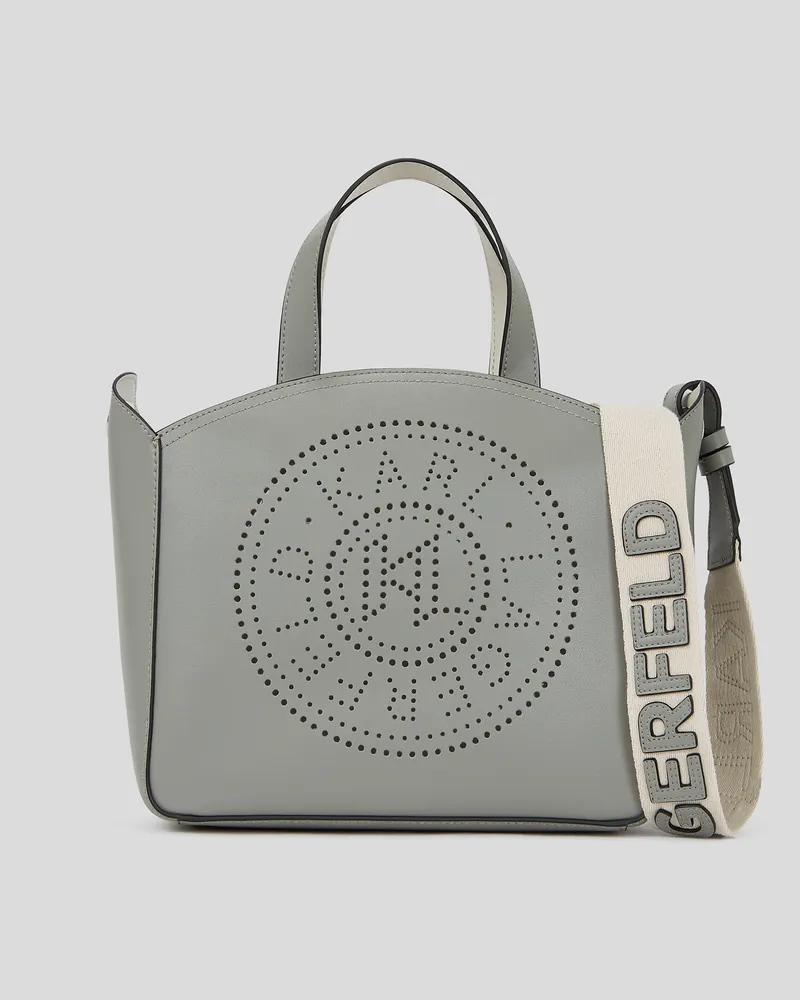 Karl Lagerfeld K/circle Kleine Tote-bag Mit Lochmuster, Frau, Wolkengrau, Größe Wolkengrau