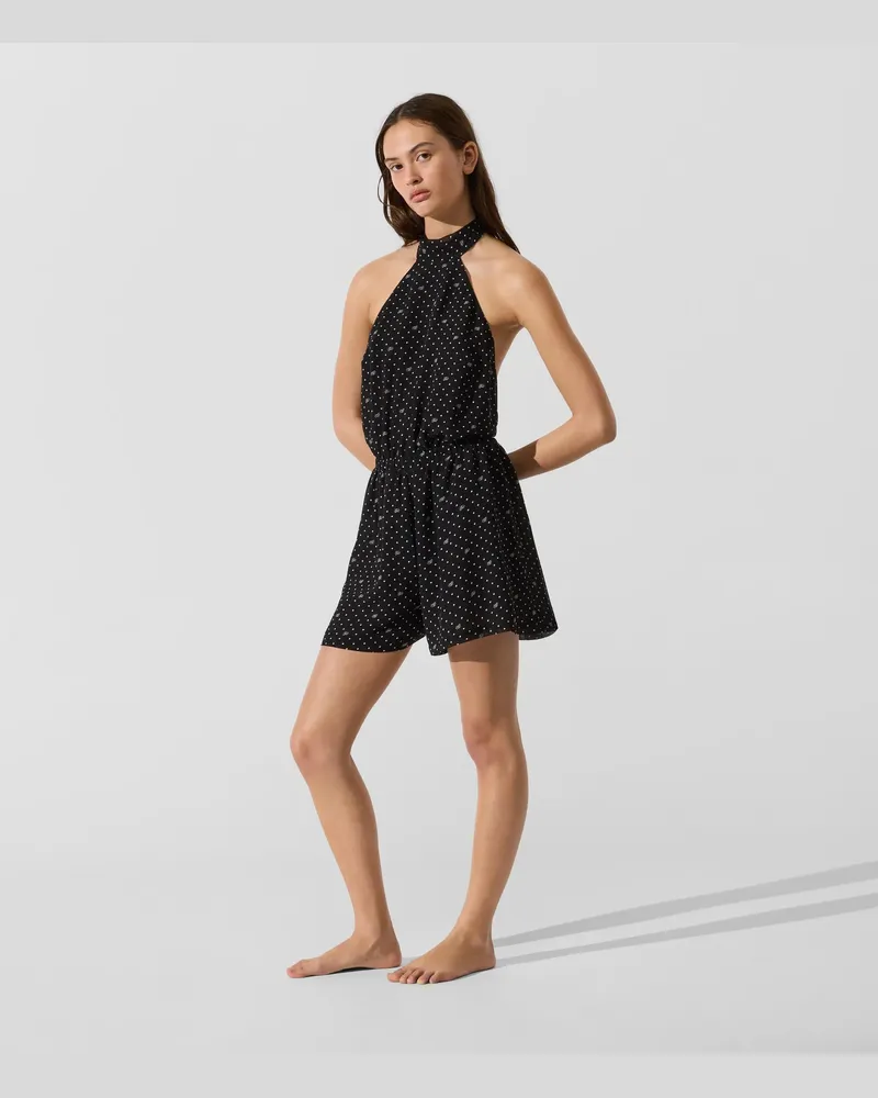 Karl Lagerfeld Strand-overall Mit Polka-dots, Damen, Schwarz Mit Weißen Punkten, Größe Schwarz
