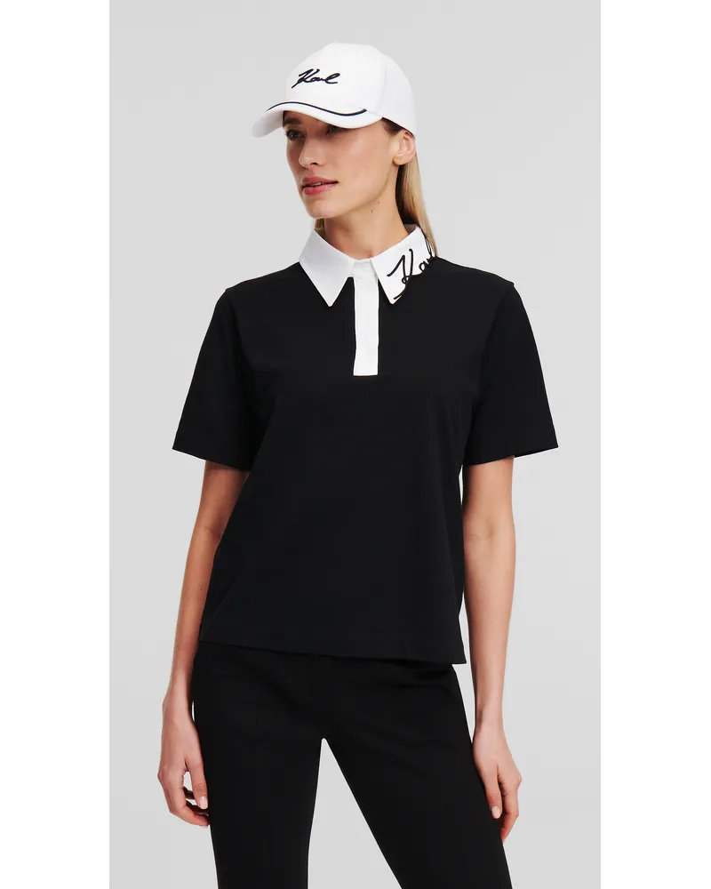 Karl Lagerfeld Poloshirt mit Karl-signatur, Frau, Schwarz Schwarz