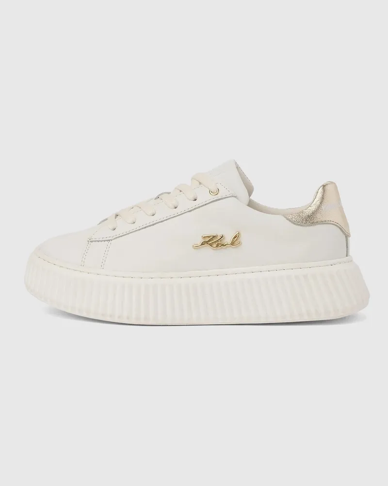 Karl Lagerfeld Mädchen Signature Metallic-sneakerunisex, Cream, Size Beige