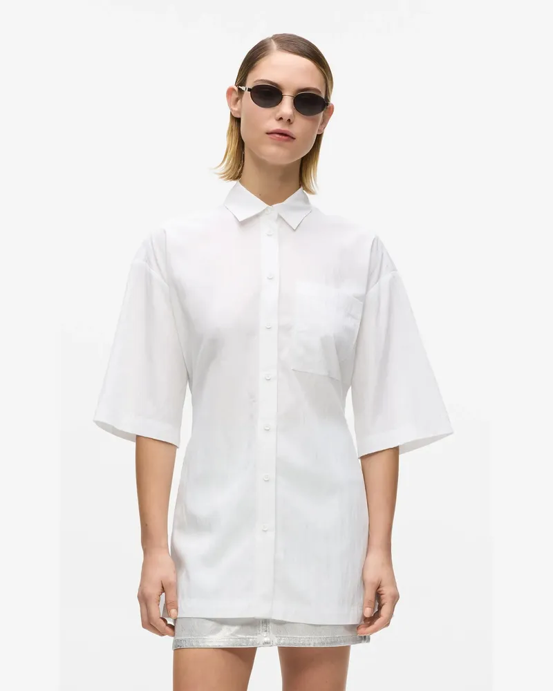 Karl Lagerfeld Kurzärmeliges Hemd Mit Taillengürtel, Damen, Weiss, Größe Weiss