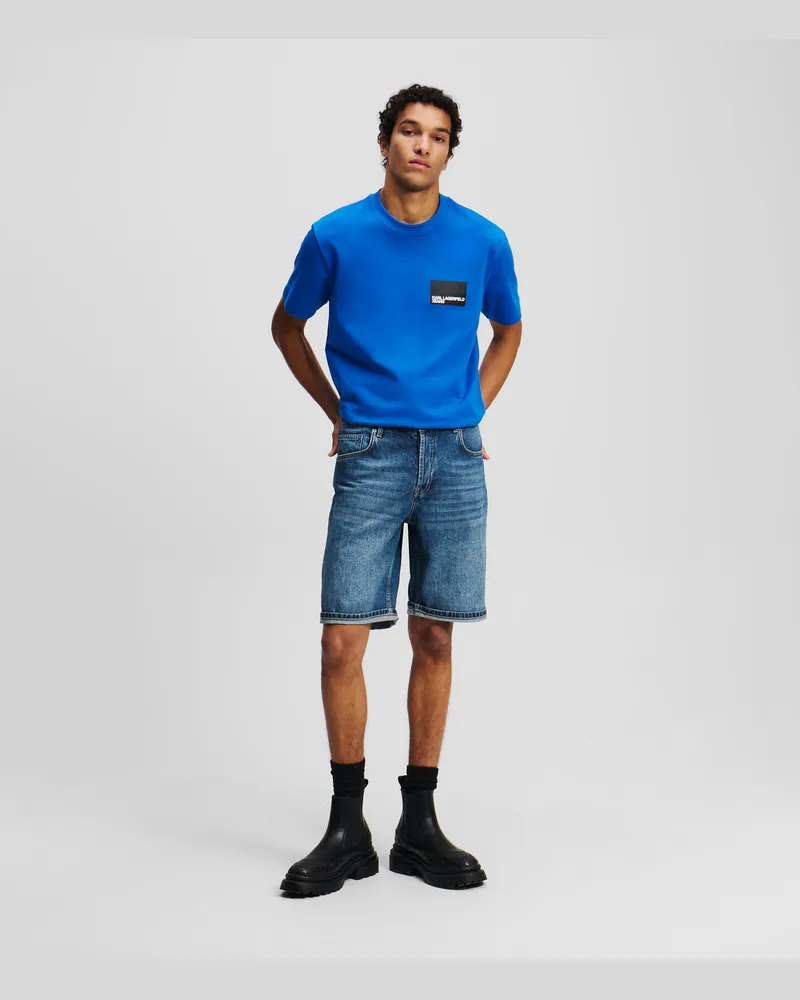 Karl Lagerfeld Shorts In Normaler Passform, Mann, Washed Dark Blue, Größe Washed