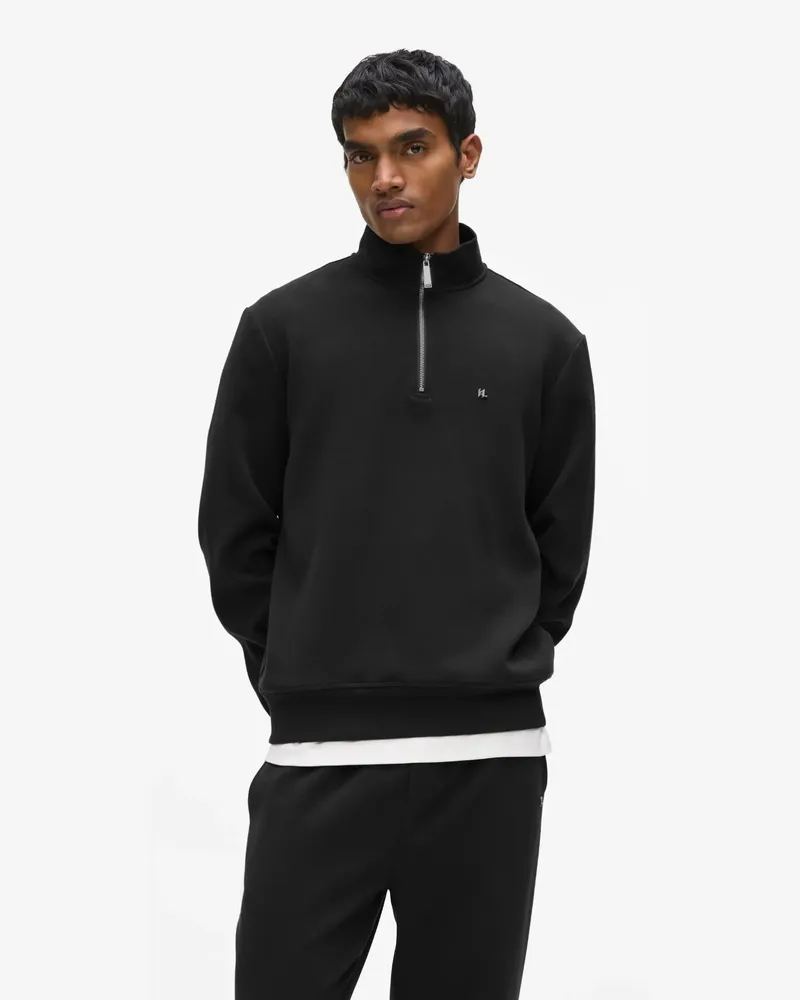 Karl Lagerfeld Sweatshirt Mit Viertel-reißverschluss, Herren, Schwarz, Größe Schwarz