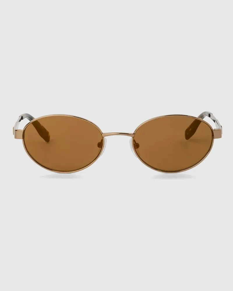 Karl Lagerfeld Ovale Sonnenbrille Mit Monogramm, Damen, Gold, Größe Gold