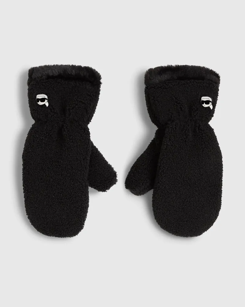 Karl Lagerfeld Ikon-fäustlinge Aus Kunstlammfell, Damen, Schwarz, Größe Schwarz