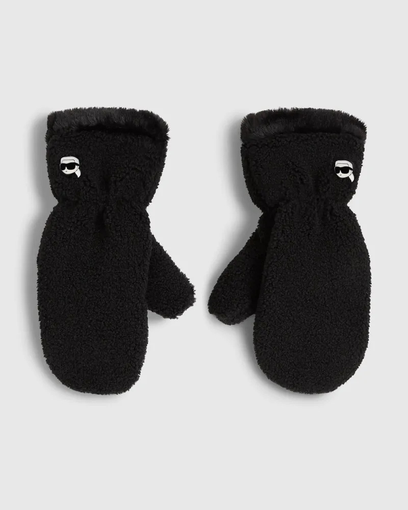 Karl Lagerfeld Ikon-fäustlinge Aus Kunstlammfell, Damen, Schwarz, Größe Schwarz