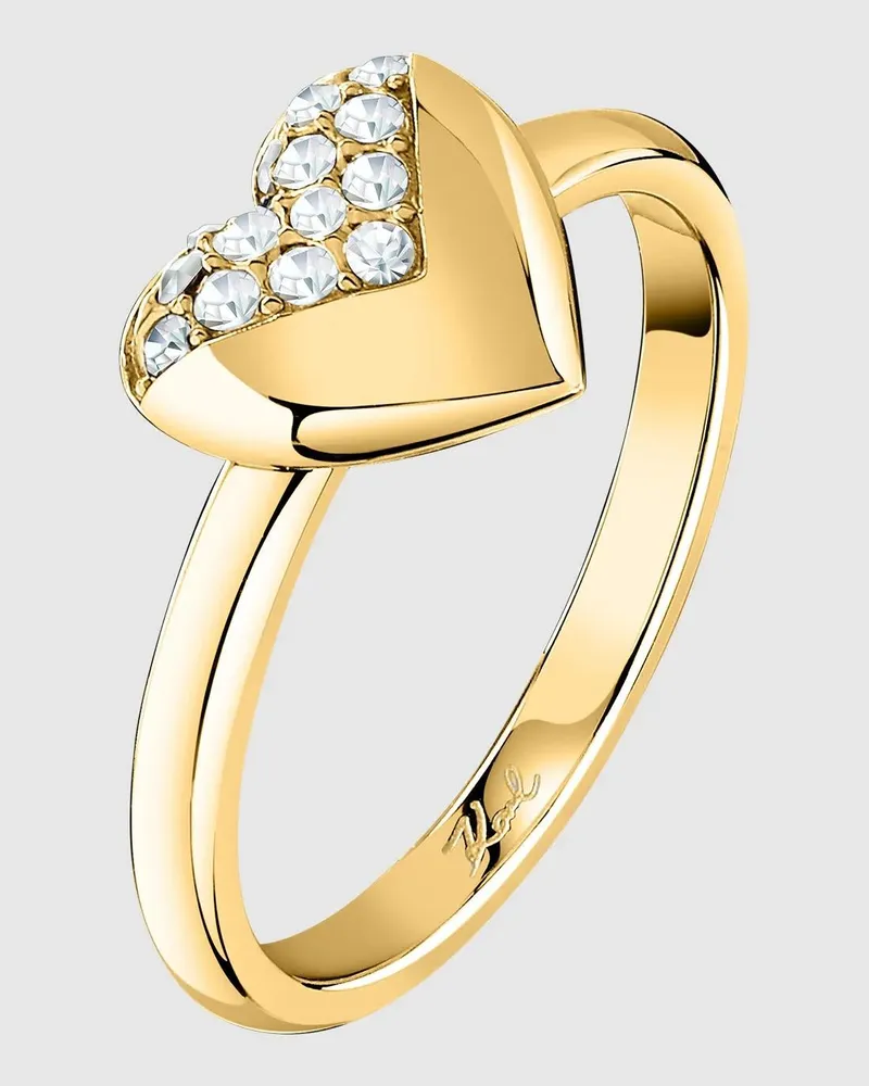 Karl Lagerfeld Ring Mit Herzanhänger, Damen, Gold, Größe Gold